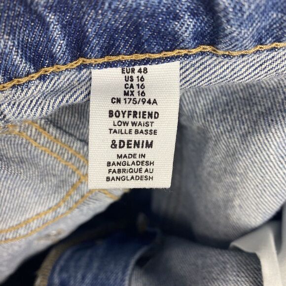 H&M Boyfriend Jeans Womens Size 16 Low Waist Loose Fit Distressed Jeans Casual - Picture 11 of 12